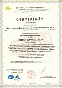 Certifikát dle ČSN EN ISO 9001